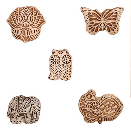 Set of 5 Piece New Mix Wooden Printing Block